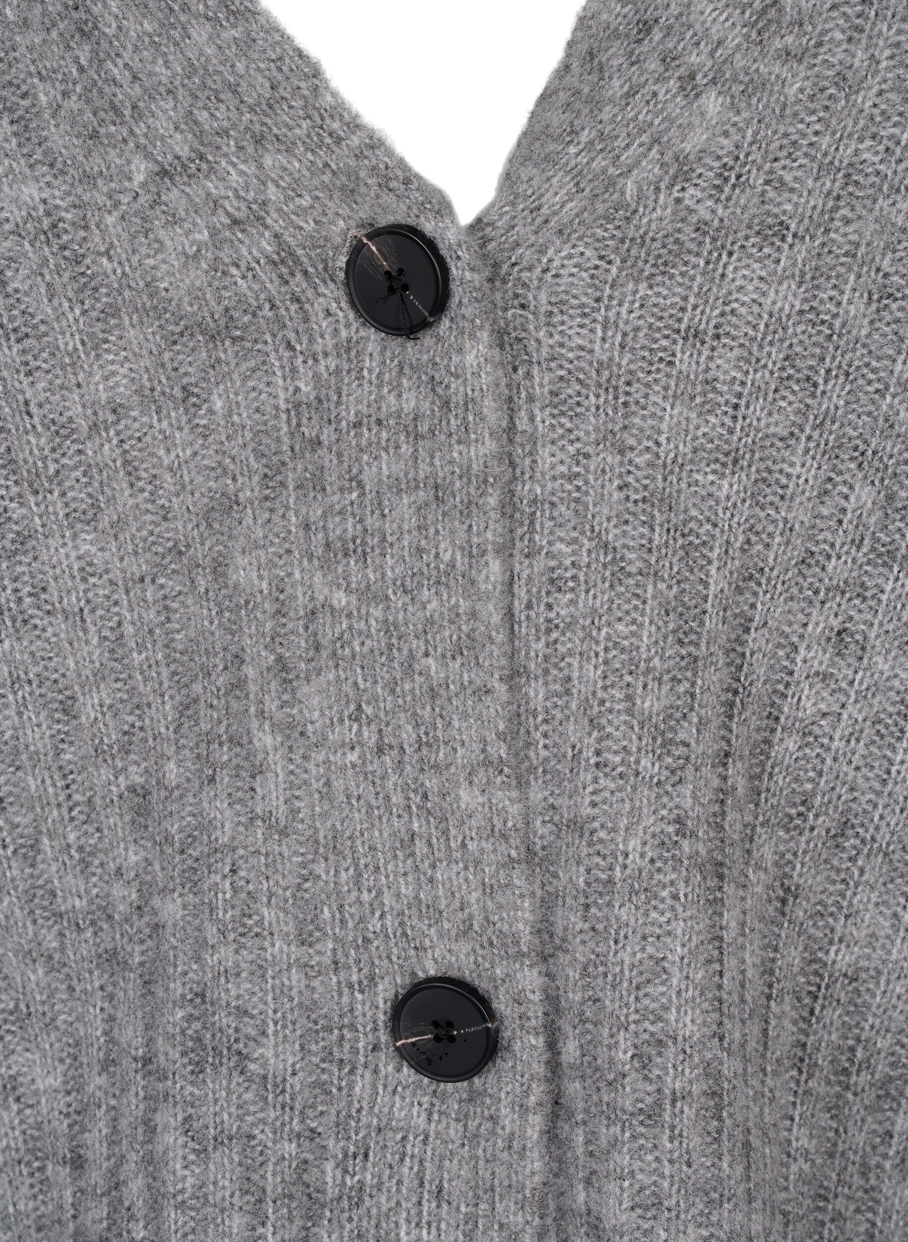 Zizzi Gem&ecirc;leerd vest in ribtricot, Light Grey Melange, Packshot image number 2