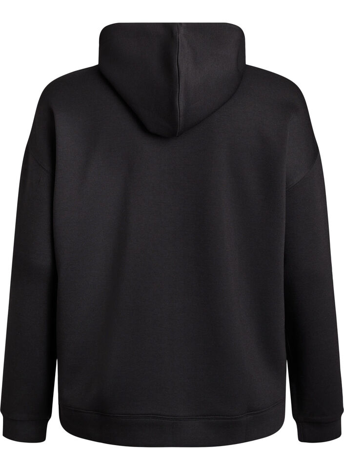 Scuba-hoodie met rits en zakken, Zwart, Packshot image number 1