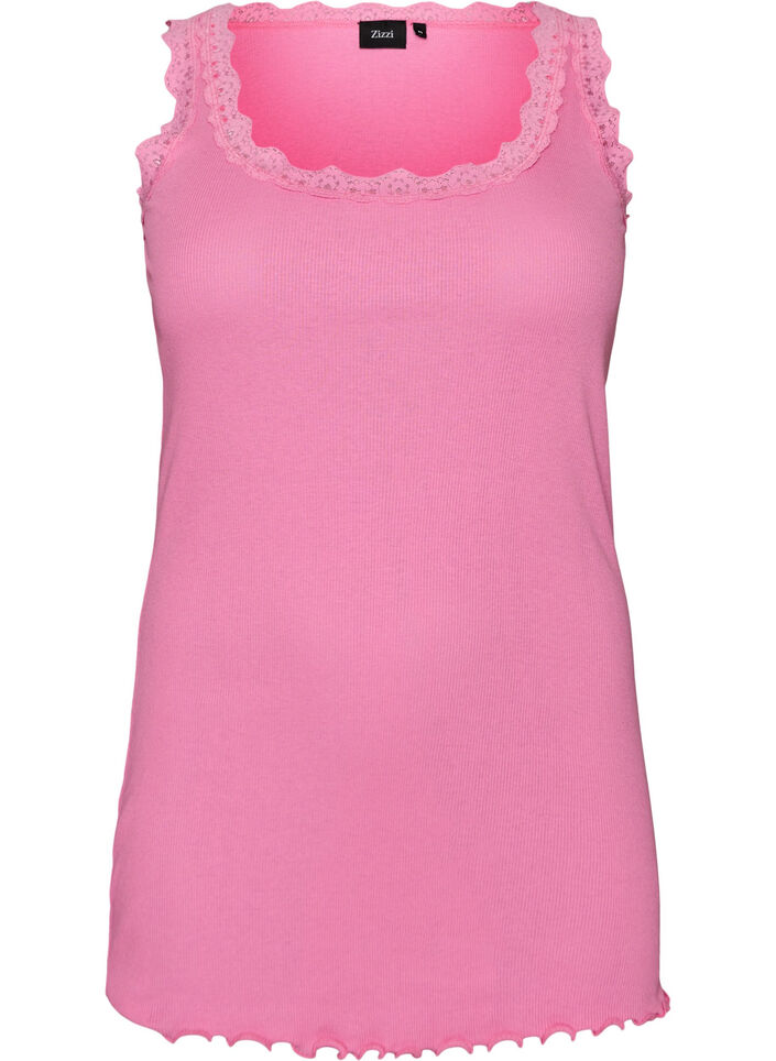 Top met kant, Roze, Packshot image number 0