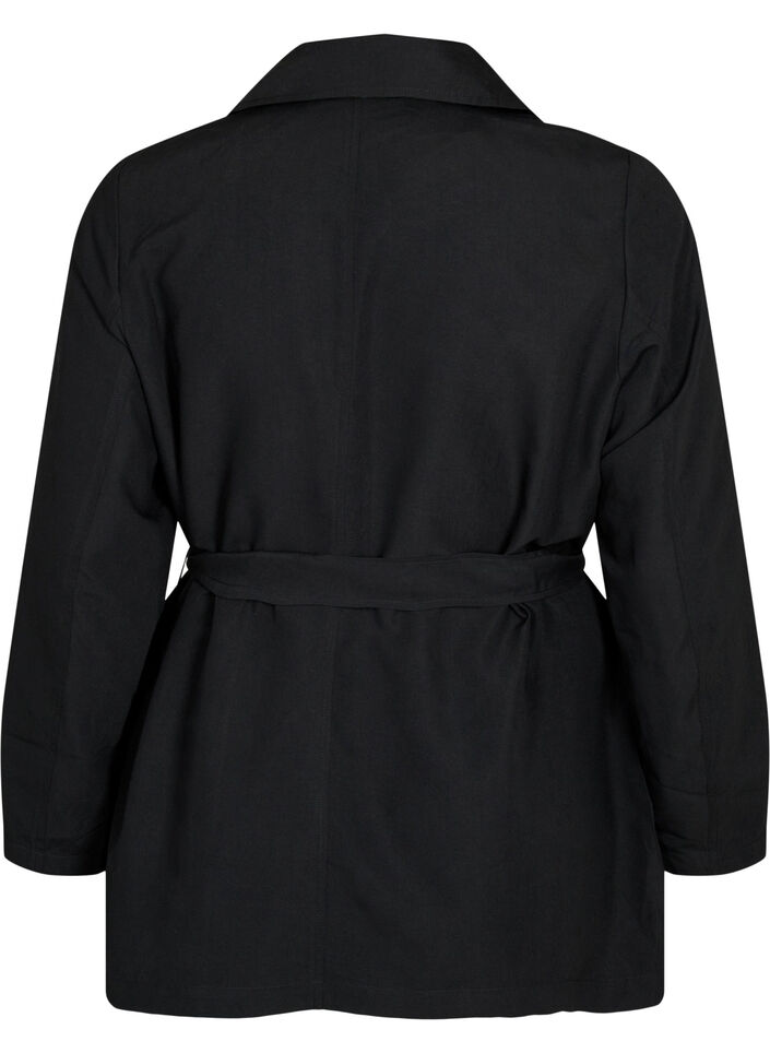 Trenchcoat met riem en zakken, Black, Packshot image number 1