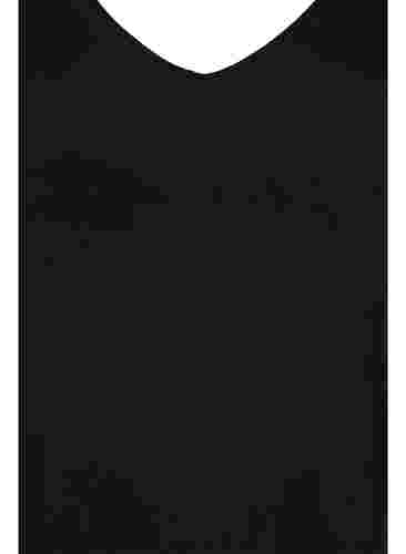 Nauwsluitende mesh top met v-hals, Black, Packshot image number 2