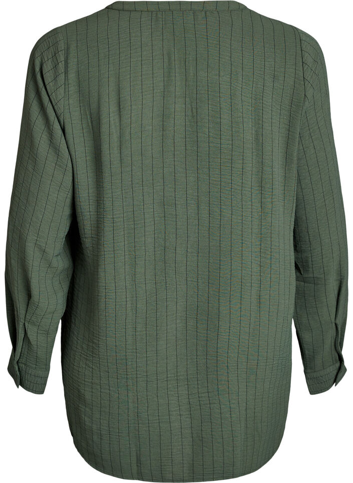 Streepjes overhemdblouse, Groen, Packshot image number 1