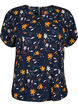 Blouse met korte mouwen met bloemenprint, Sky Captain Flower, Packshot image number 0