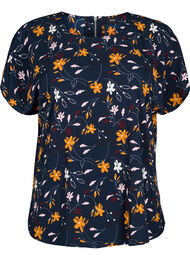 Blouse met korte mouwen met bloemenprint, Sky Captain Flower