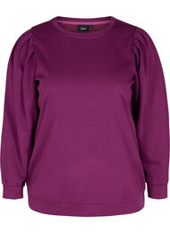 Sweatshirt met ronde hals en ballonmouwen, Dark Purple