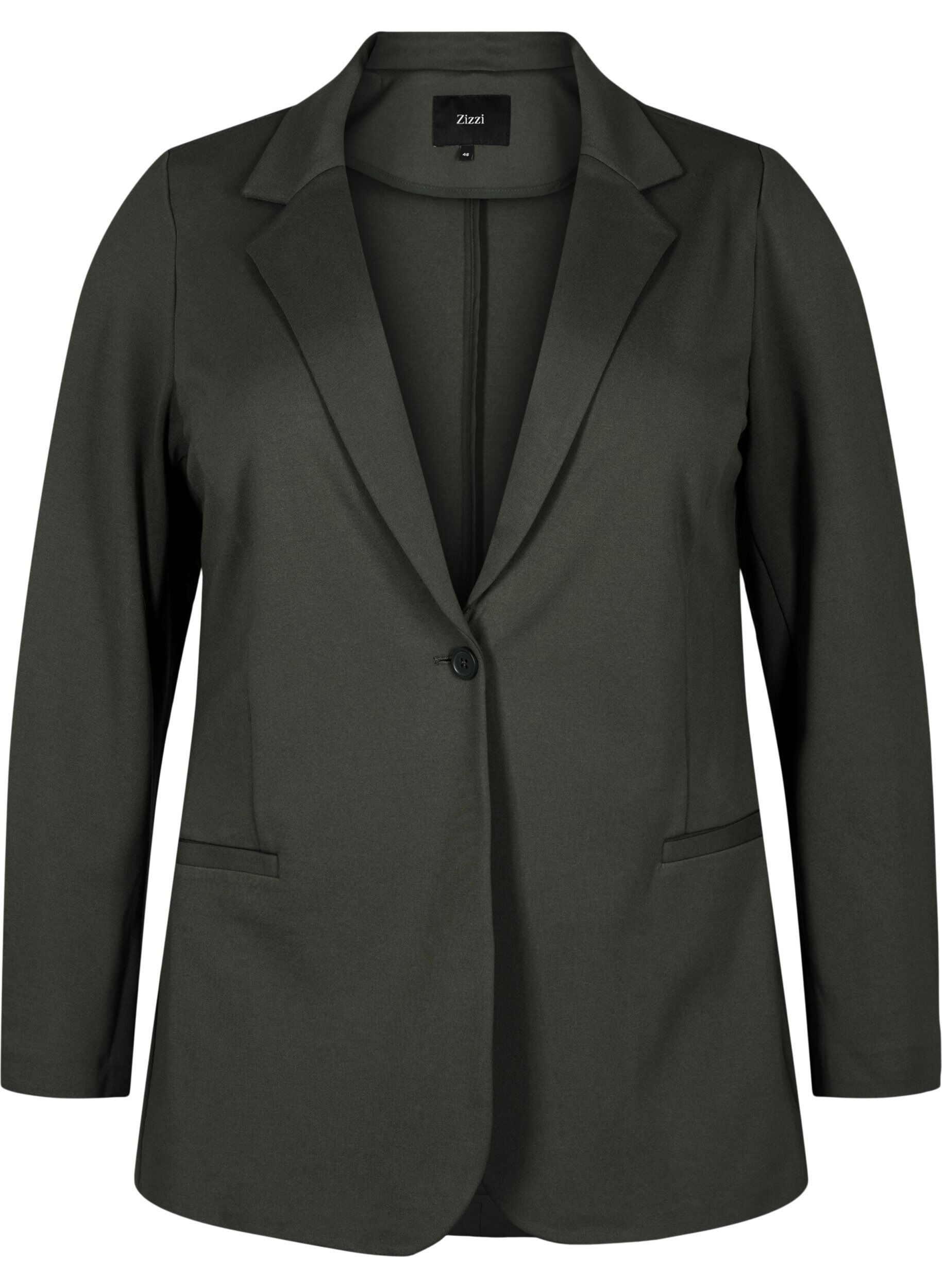 Zizzi Eenvoudige blazer met knoopsluiting, Groen, Packshot image number 0