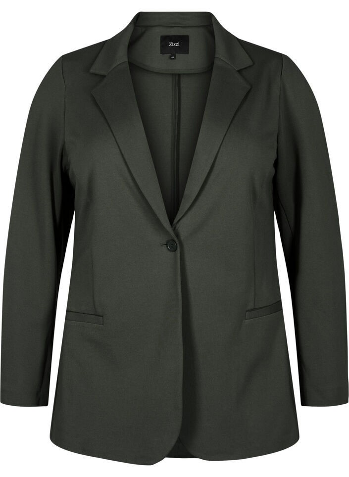 Eenvoudige blazer met knoopsluiting, Groen, Packshot image number 0