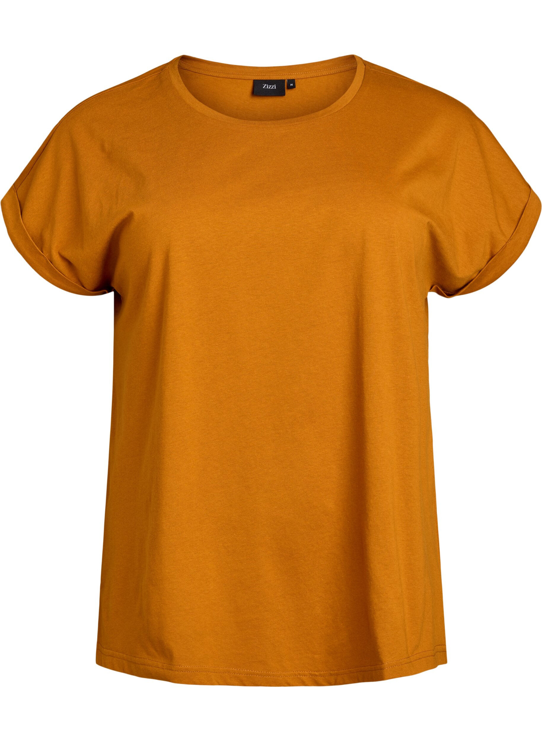 ZizziT-shirt met korte mouwen van katoenmix, Oranje, Packshot image number 0