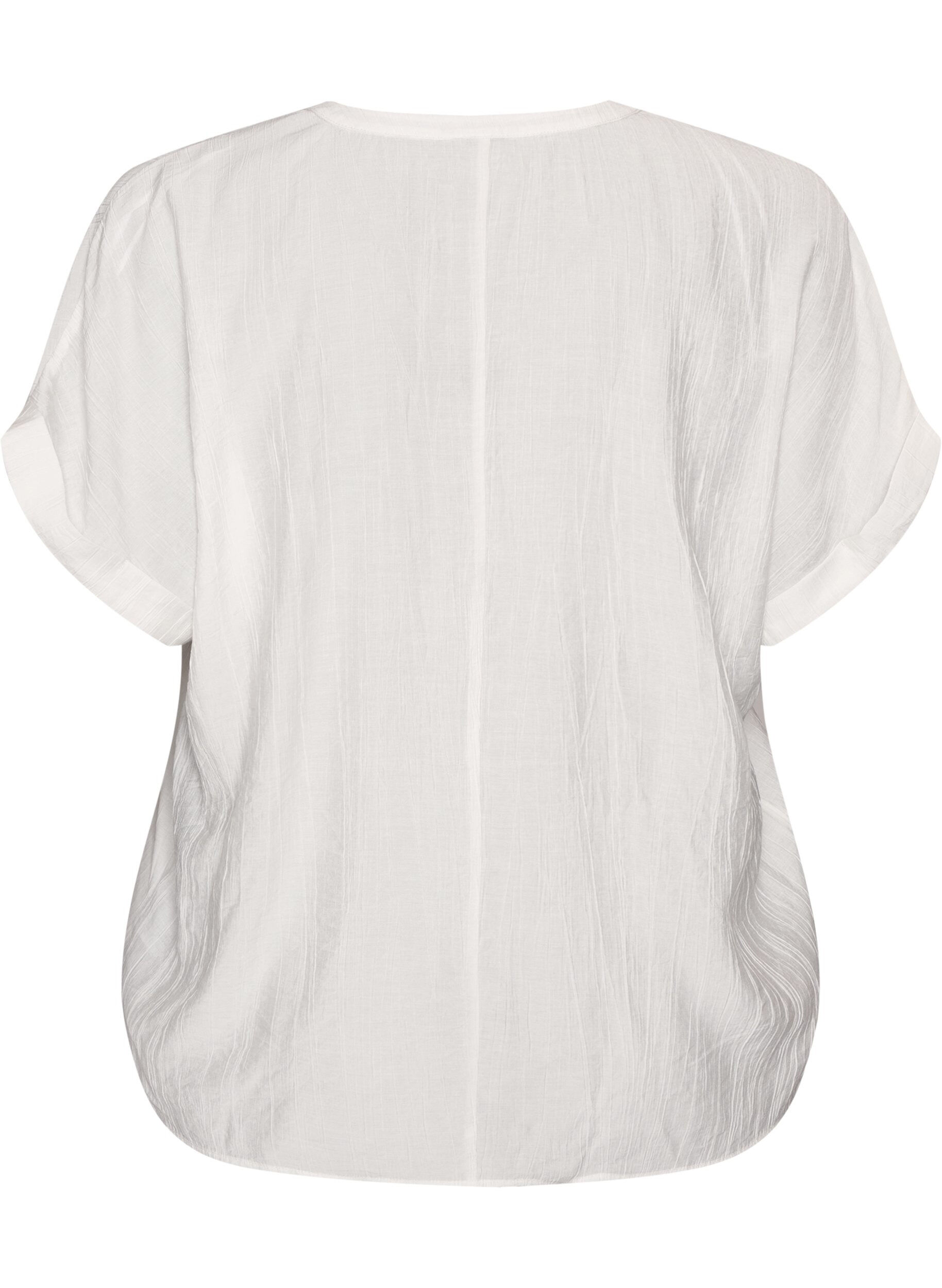 ZizziViscose blouse met knoopjes en textuur, Vanille, Packshot image number 1