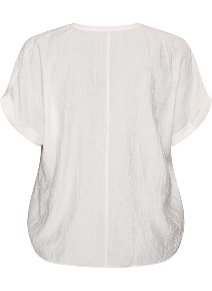 Viscose blouse met knoopjes en textuur, Vanille, Packshot image number 1
