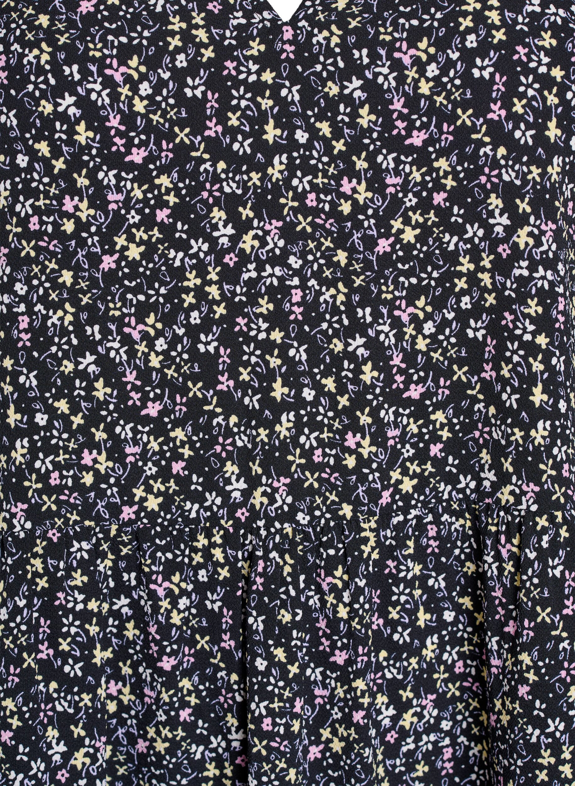 Zizzi Jurk met korte mouwen, A-lijn en snijlijnen, Zwart, Packshot image number 2