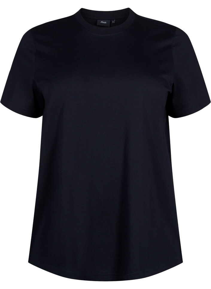 Basic katoenen T-shirt met ronde hals, Zwart, Packshot image number 0