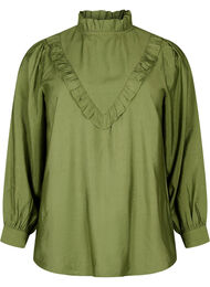 Viscose blouse met franjes., Loden Green