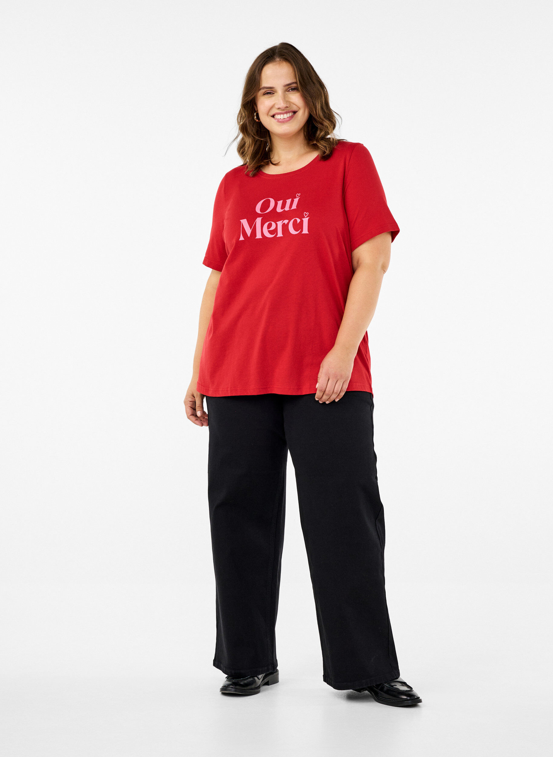 Zizzi FLASH - T-shirt met motief, Rood, Model image number 1