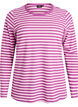 Gestreepte blouse met lange mouwen, Paars, Packshot image number 0