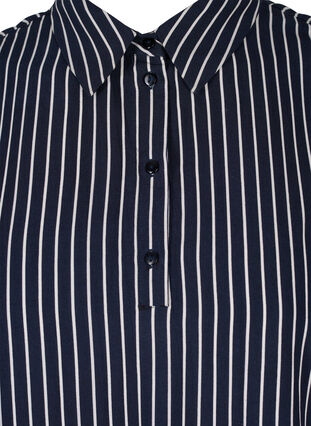 Mouwloze viscose tuniek met kraag, Blue White Stripe, Packshot image number 2
