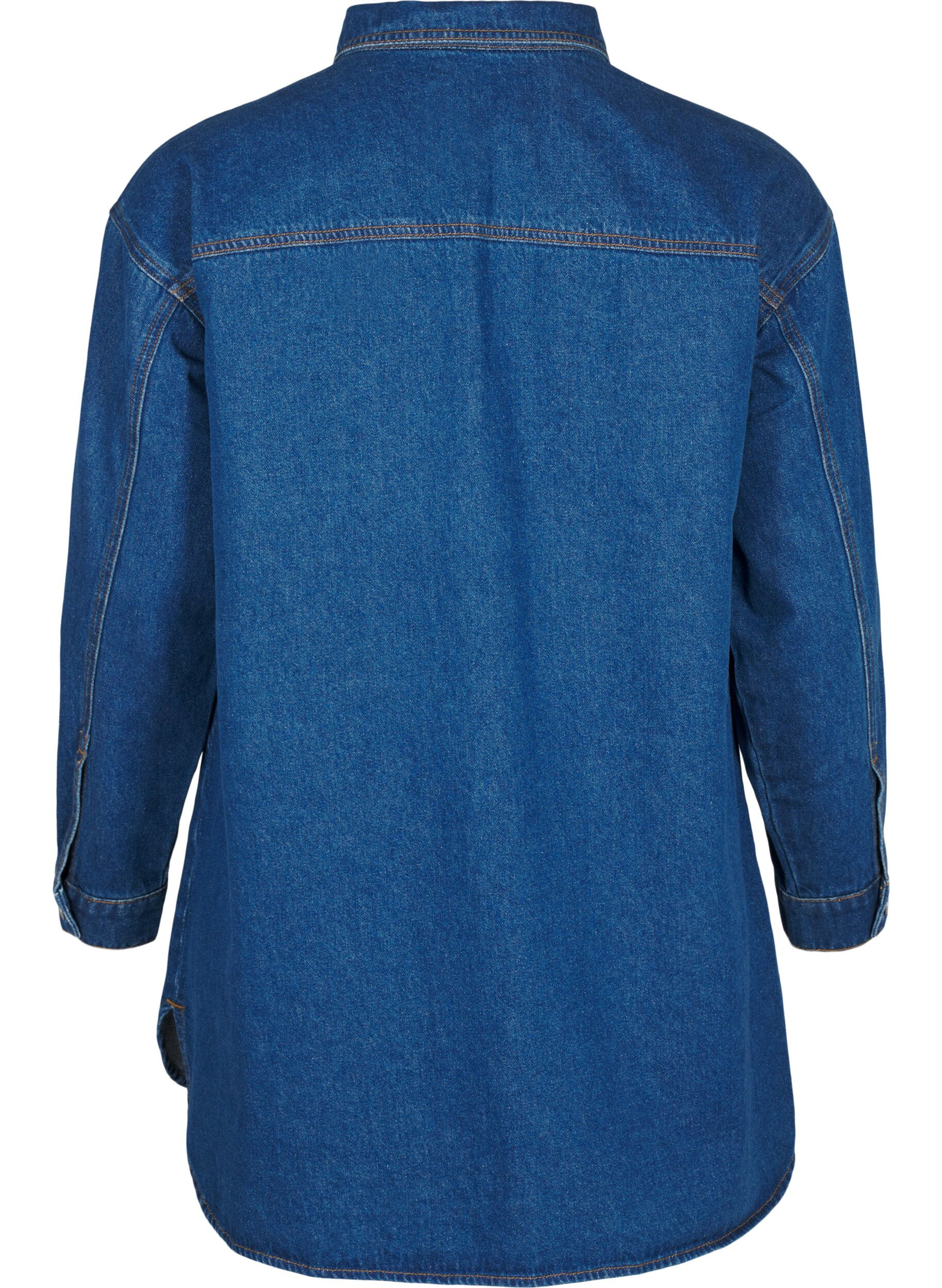 Zizzi Denim shirt met oogjes, Blauw, Packshot image number 1