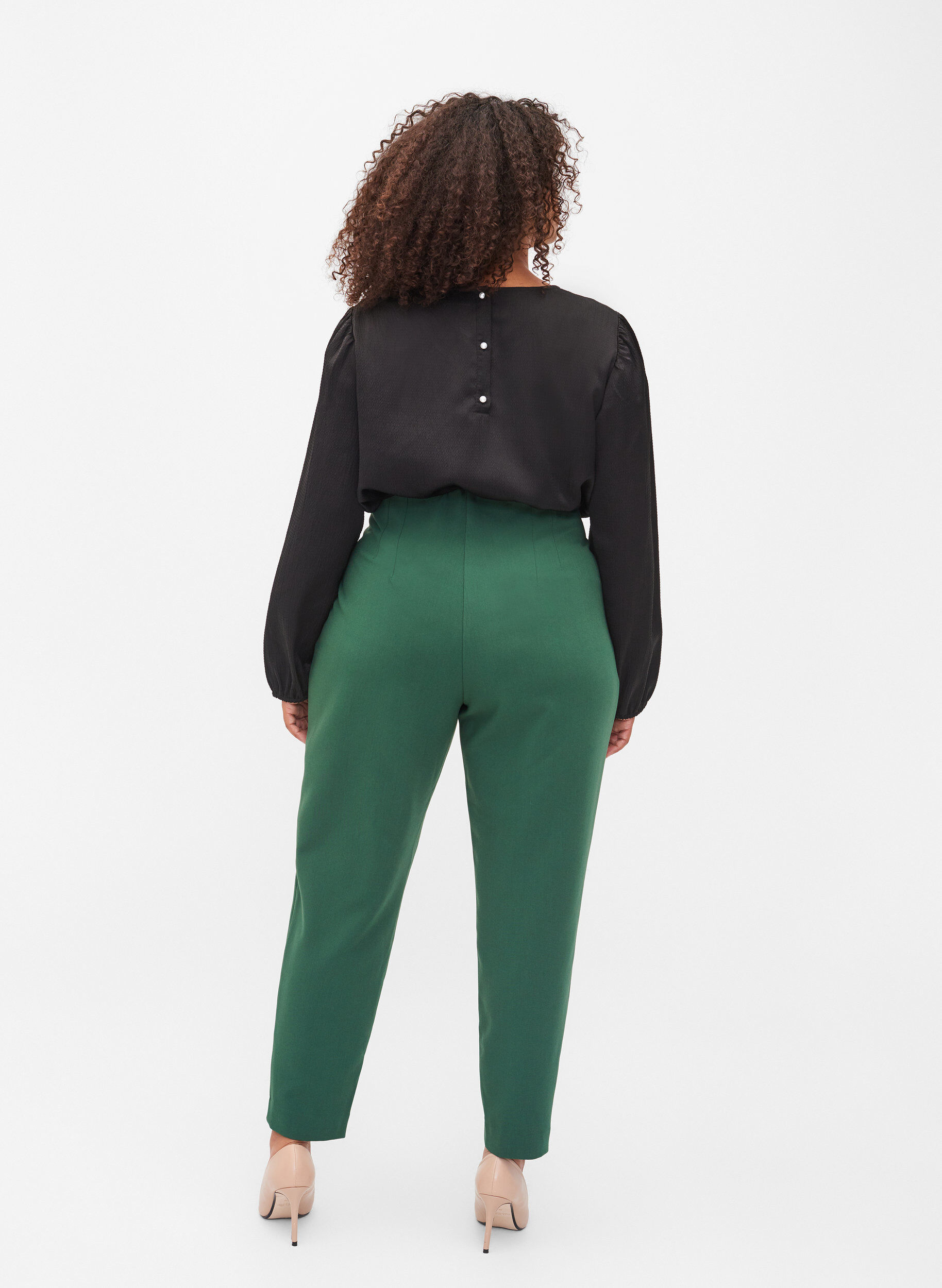 Zizzi Klassieke broek met hoge taille, Formal Garden, Model image number 1