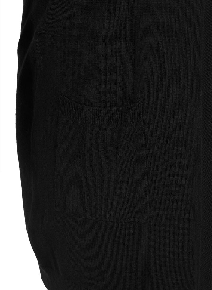 Lang gebreid vest in viscosemix, Zwart, Packshot image number 3