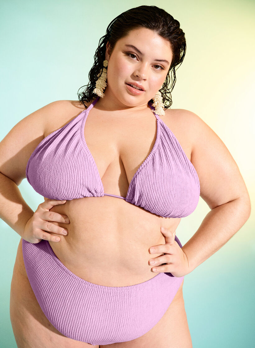 Driehoeksbh met crêpestructuur, Paars, Image image number 0