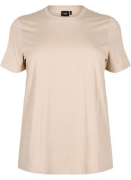 Basic katoenen T-shirt met ronde hals, Beige