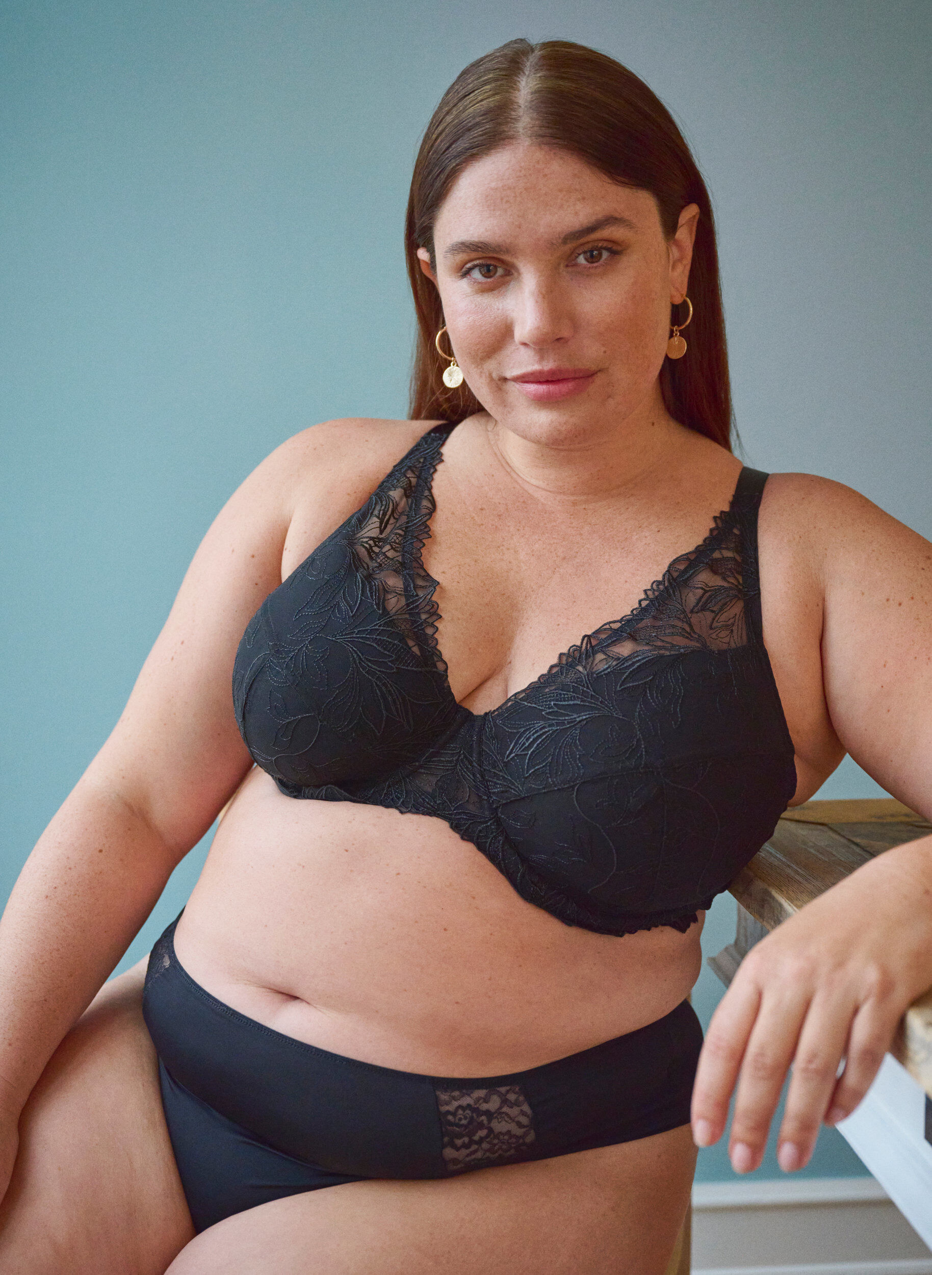 Zizzi Set van 3 strings met kanten details, Zwart, Image image number 0