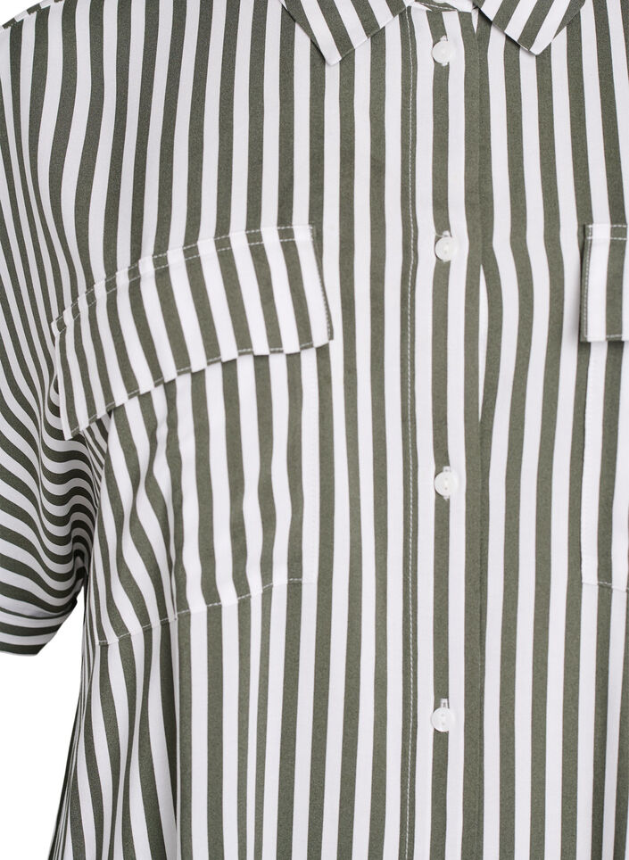 Lange overhemdjurk met korte mouwen, Groen, Packshot image number 2