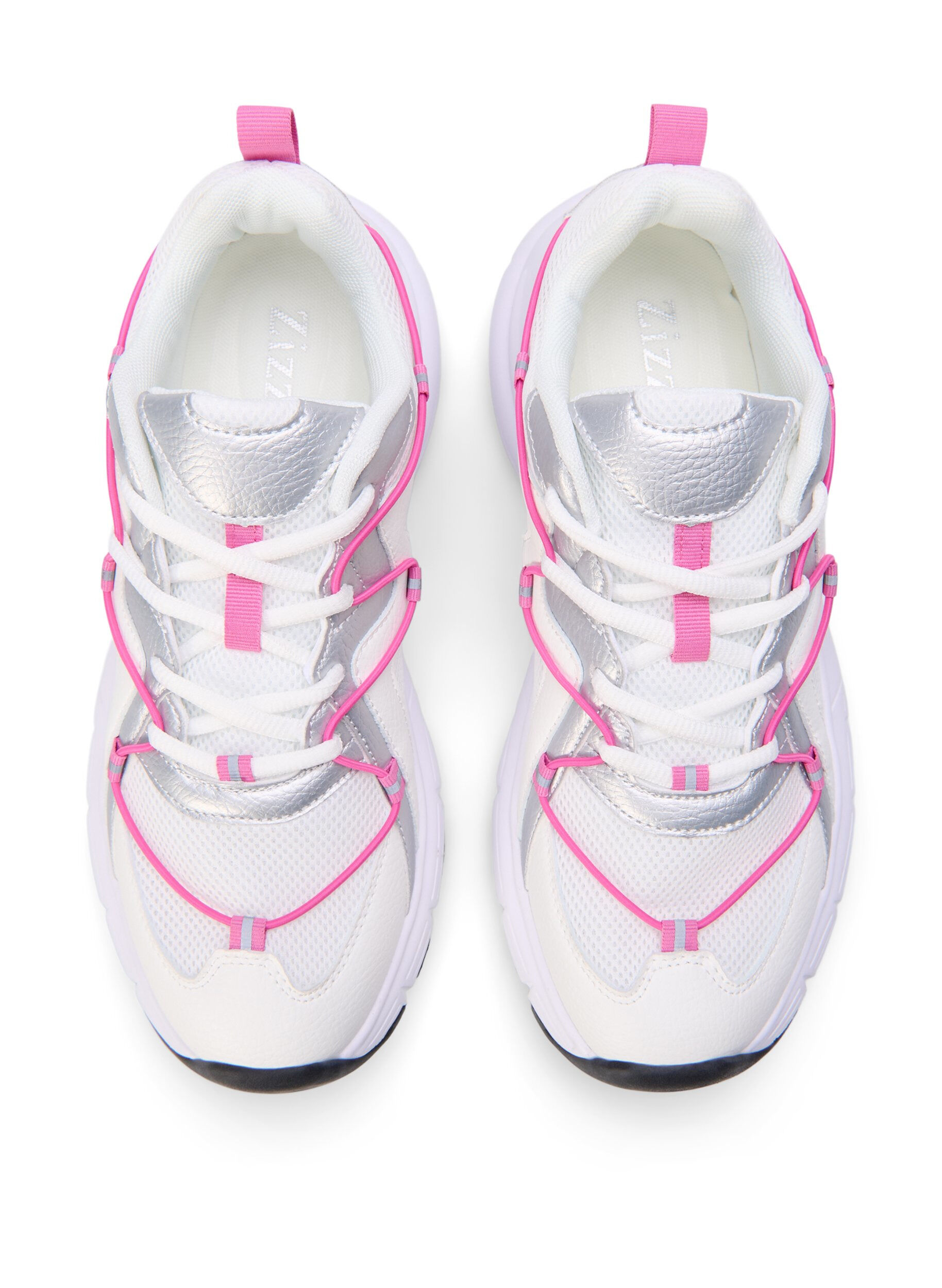 Zizzi Sneakers met wijde pasvorm en contrasterend strikdetail, White w. Pink, Packshot image number 2