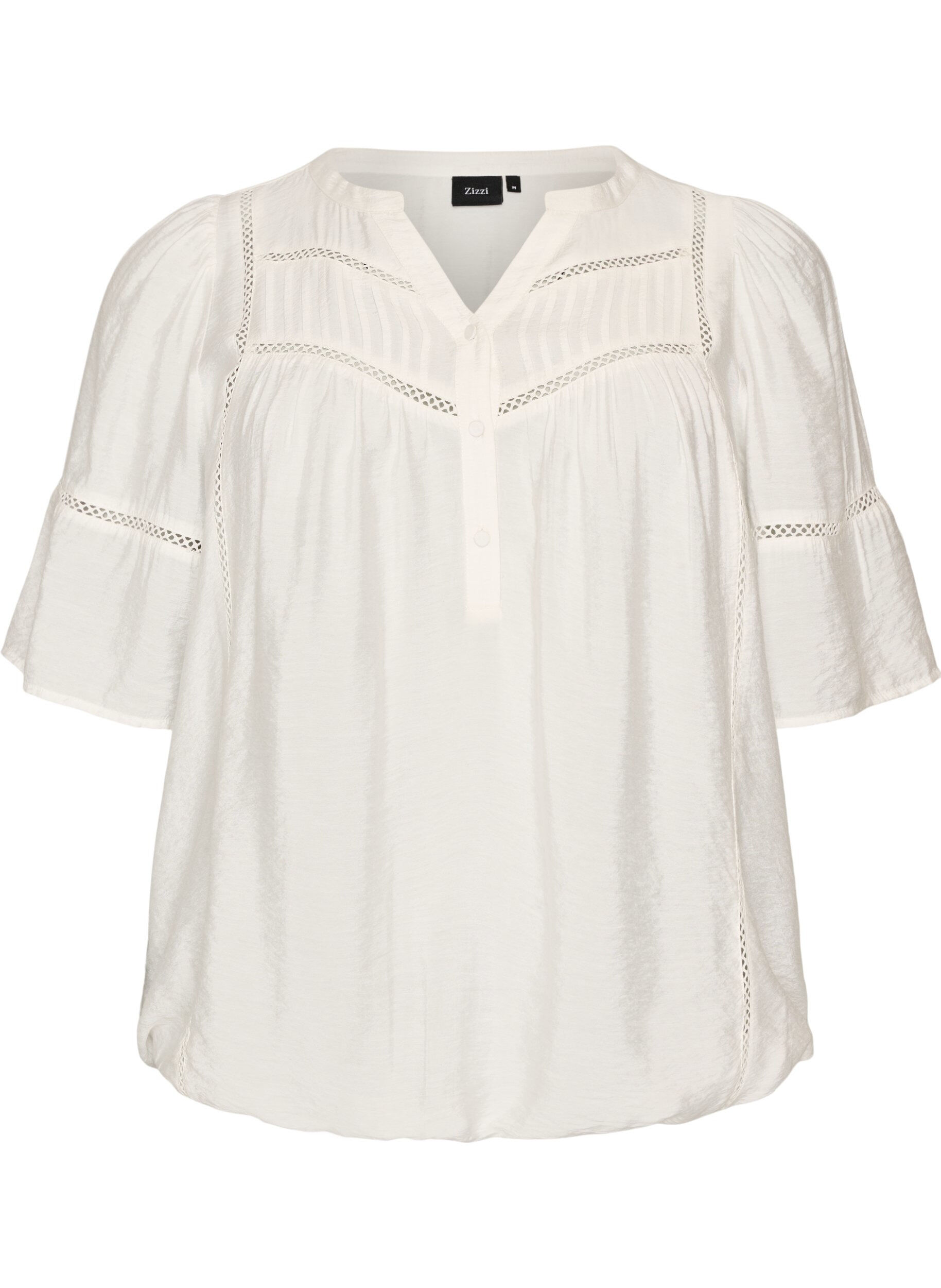 Viscose blouse met plooien en balloneffect