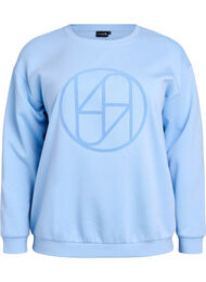Sweatshirt met badstof logo, Blauw