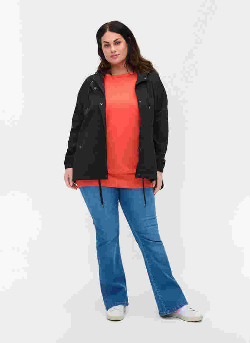 Parka jas met capuchon en steekzakken, Black, Model image number 2