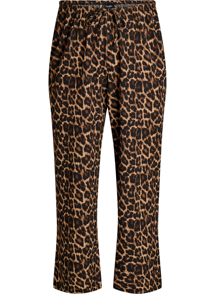 Broek met wijde pijpen in een licht gestructureerde stof, Zwart, Packshot image number 0