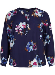 FLASH - Blouse met lange mouwen en print, Big Blue Flower