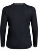 Viscose blouse met kanten afwerking en V-hals, Zwart, Packshot image number 1