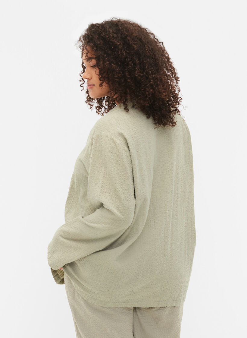 Katoenen overhemd met structuur, Seagrass , Model image number 1