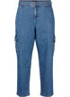 Cargo jeans met hoge taille, Blue Denim, Packshot image number 0