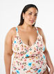 Bikinitop met print en ruchesdetails, Beige, Model image number 0