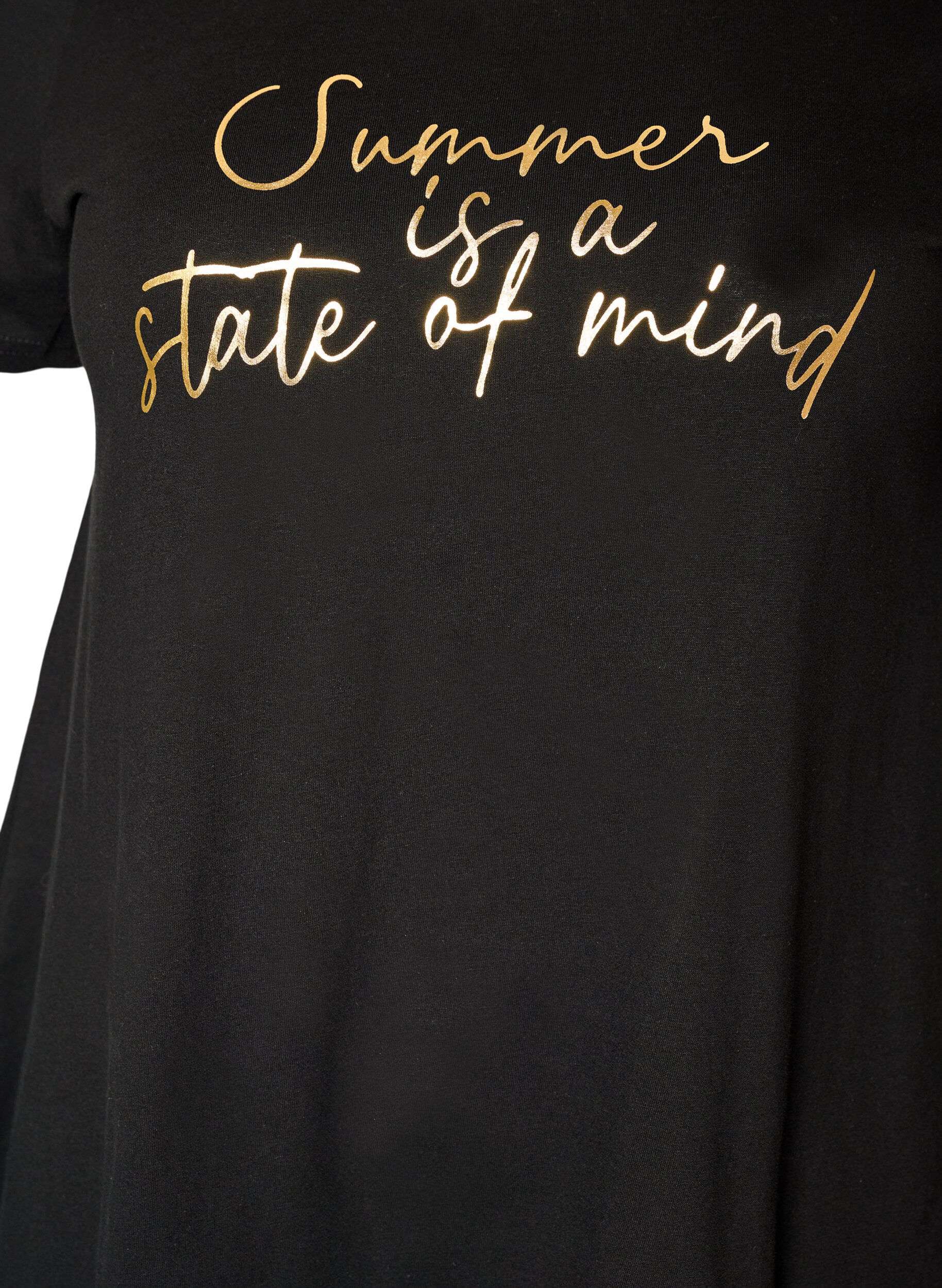 ZizziT-shirt met ronde hals en A-lijn vorm, Zwart, Packshot image number 2