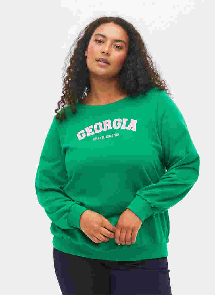 Katoenen sweatshirt met tekstprint, Jolly Green, Model