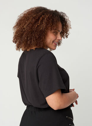Katoenen t-shirt met korte mouwen en print, Black SIMPLY, Model image number 1