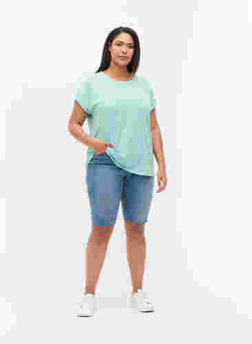 Gemêleerd t-shirt met korte mouwen, Turquoise Mél, Model image number 2