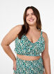 Bloemen bikinitop met ruches, Groen, Model image number 0