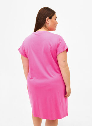 2-pack katoenen jurk met korte mouwen, Shocking Pink/Black, Model image number 1
