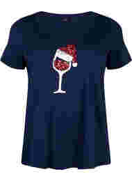 Kerst t-shirt in katoen, Navy Blazer Wine