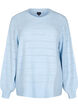 Gebreide blouse met ronde hals en kantpatroon, Cashmere Blue Mel., Packshot image number 0