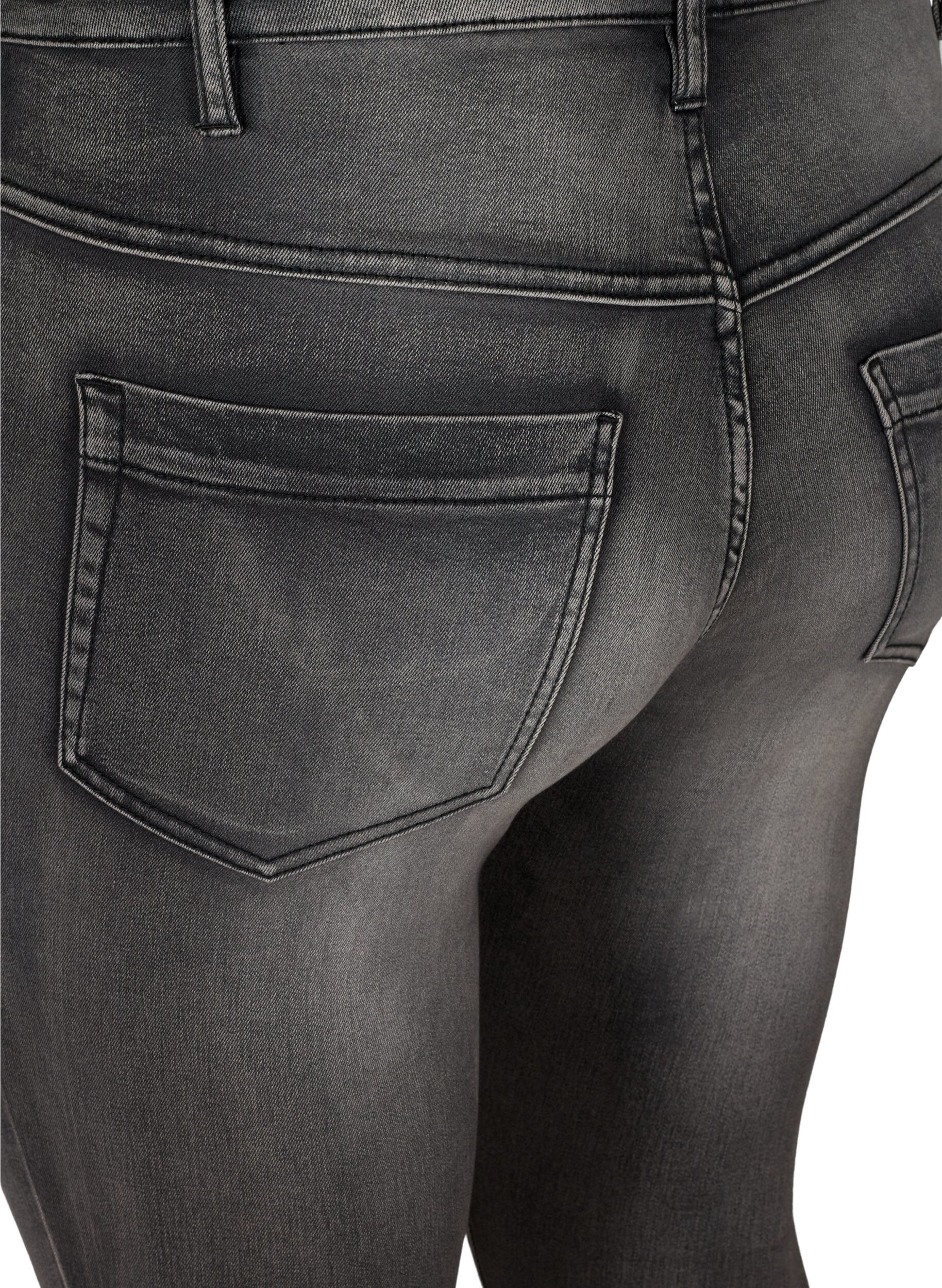 Zizzi Super slim Amy jeans met hoge taille, Dark Grey Denim, Packshot image number 3