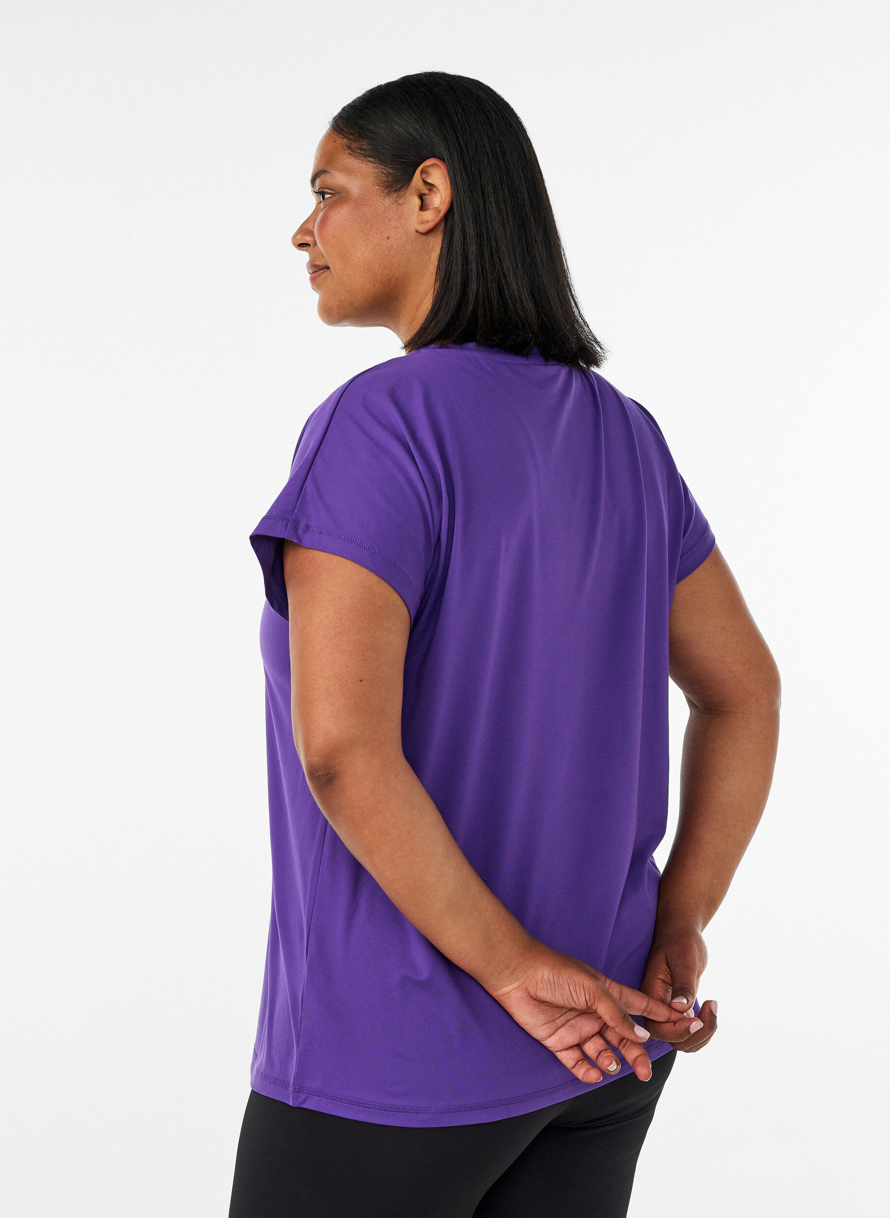 ZizziEffen gekleurd trainingsshirt, Paars, Model image number 2