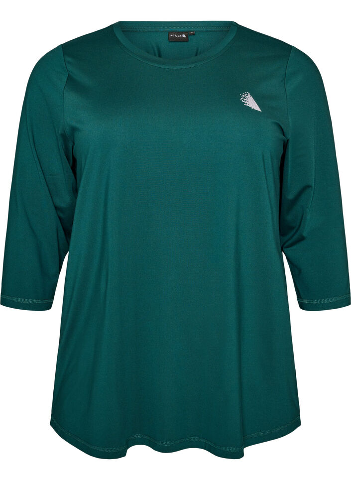 Sporttop met 3/4 mouwen, Groen, Packshot image number 0