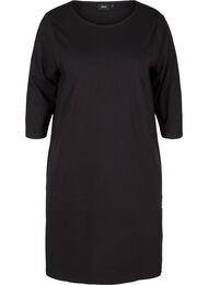 Katoenen jurk met 3/4 mouwen en zakken, Black