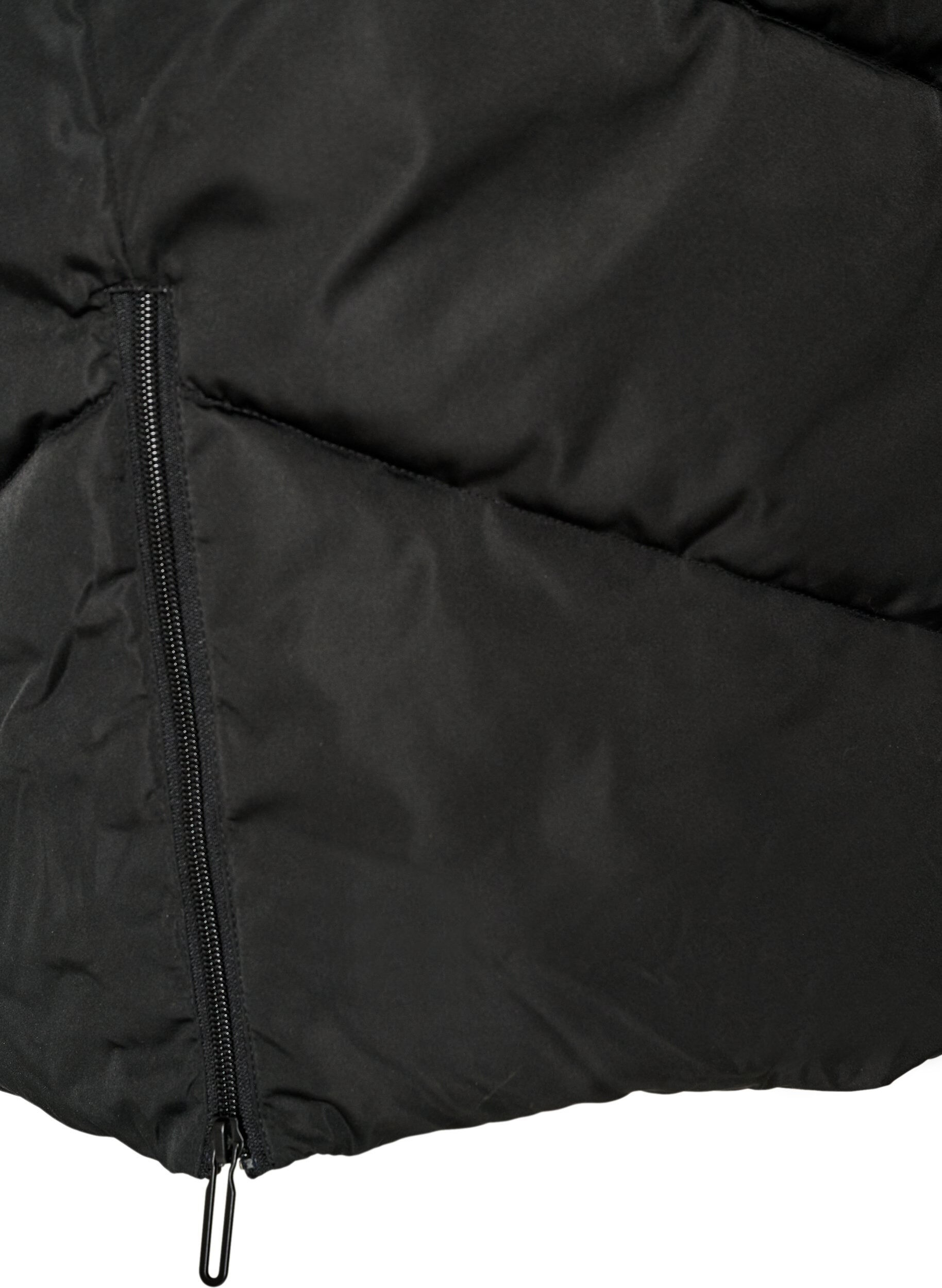 ZizziLange pufferjas met capuchon en zakken, Zwart, Packshot image number 3